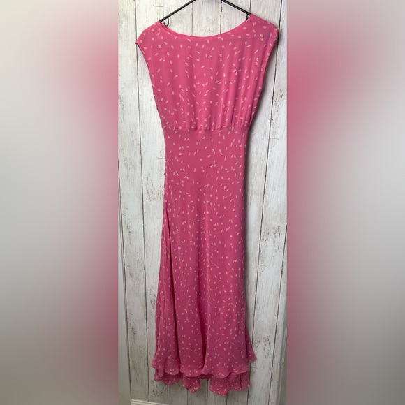 Chadwick’s Pink Sleeveless Dress with Leaf Pattern size 4, 100% silk shell - Picture 3 of 9